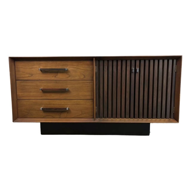 Lane "Tower Suite" Mid-Century Walnut and Rosewood Sideboard For Sale