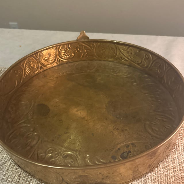 English Large Brass Circular Tray For Sale - Image 3 of 5