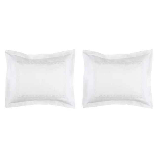 Transitional Catena Standard Shams, Set of 2 in White For Sale - Image 3 of 3