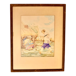 1938 Original Folk Art Watercolor Painting by Boris Kryloff