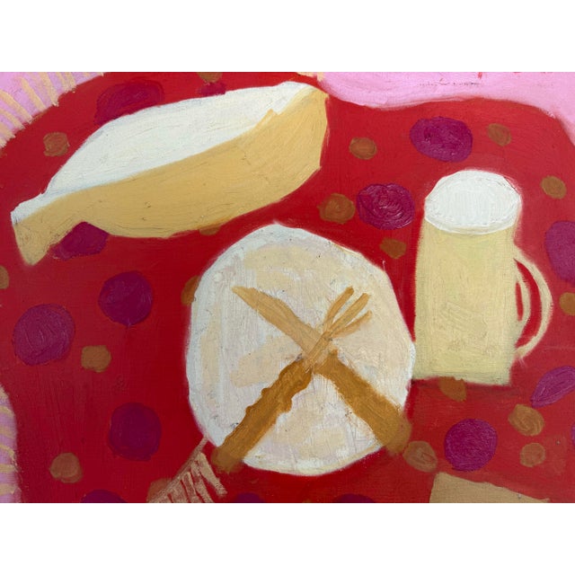 Textile 1960s Vibrant Still Life With Dinner Plate For Sale - Image 7 of 8