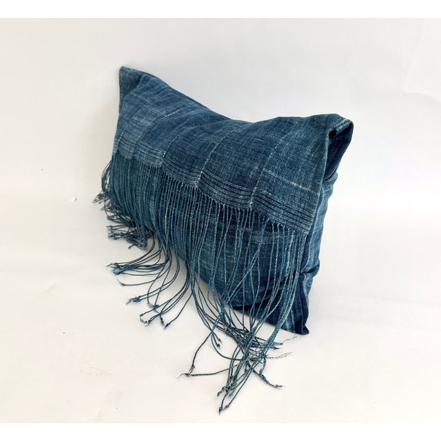 1980s Vintage Indigo Blues Envelope Lumbar Down Pillow For Sale - Image 5 of 11