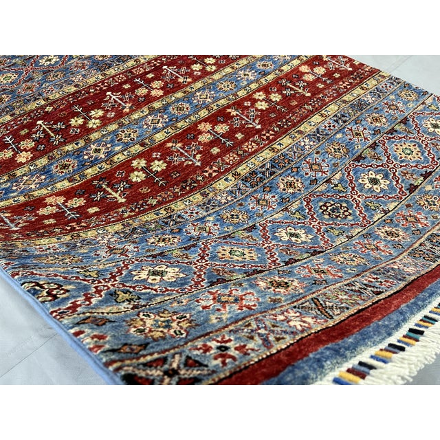 Red and Blue Khorjin Saddlebag Design Wool Rug - 4'11" X 6'6" For Sale - Image 10 of 10