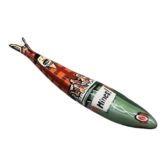 Vintage MCM Sardinha Bordallo Pinheiro Ceramic Sardine Figurine For Sale
