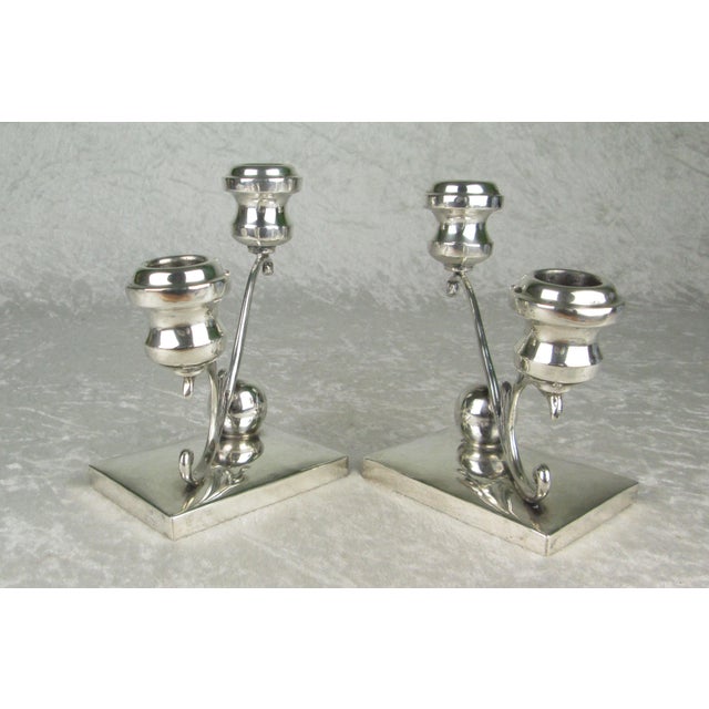 Mid 20th Century Mid 20th Century P Lopez G Mexican Sterling Silver Candle Sticks - a Pair For Sale - Image 5 of 11