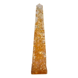 Monumental Amber Resin Obelisk by Pierre Giraudon, 28.5" high For Sale