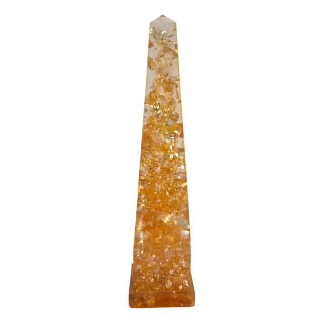 Monumental Amber Resin Obelisk by Pierre Giraudon, 28.5" high For Sale
