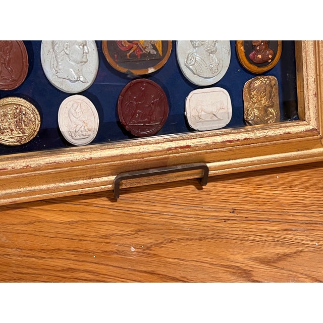 Italian Giltwood Shadow Box With Multicolor Grand Tour Neoclassical Intaglios and Cameos For Sale - Image 13 of 13