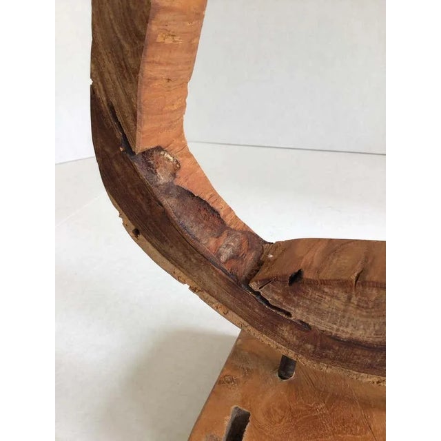 Brown 1980s Pear Shaped Mounted Wood Object on Wood Base For Sale - Image 8 of 10