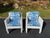 Schumacher Pair of White Wicker Club Chairs For Sale - Image 4 of 18