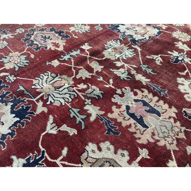 1960s Vintage Turkish Oushak Rug-7′4″ × 9′6″ For Sale - Image 9 of 11