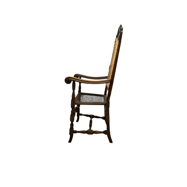 Pair of Early 20th Century European High-Back Armchairs With Cane Seats, 54"h For Sale In Tulsa - Image 6 of 8