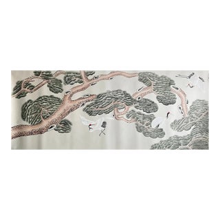 On Sale Pine Trees With Cranes Wallpapers Chinoiserie Panels Hand Painted Artworks For Sale