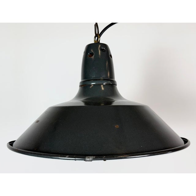 1960s Industrial French Black Enamel Factory Pendant Lamp, 1960s For Sale - Image 5 of 17
