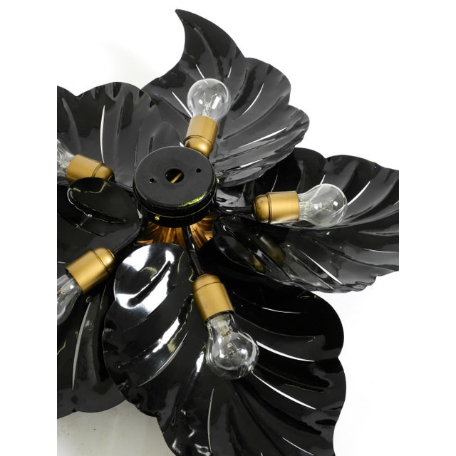 Large Black and Gilt Metal Floral 5-Arm Ceiling Lamp by Hans Kögl, 1980s For Sale - Image 17 of 18