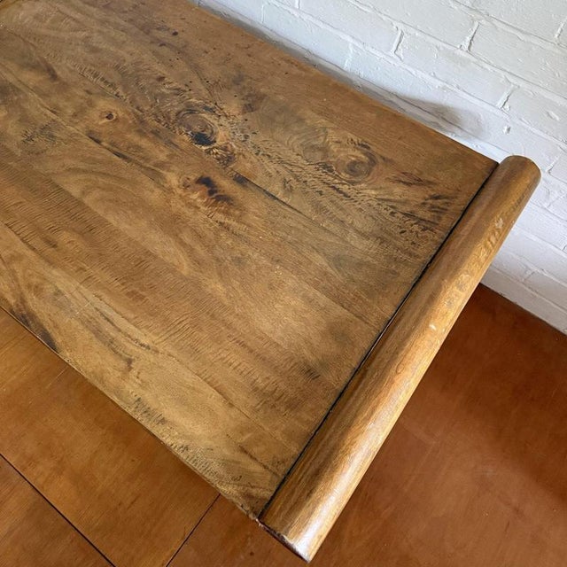 Wood Wooden Scroll-End Coffee Table with Drawers For Sale - Image 7 of 8