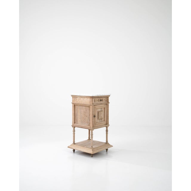 Brown Antique French Bedside Table with Marble Top For Sale - Image 8 of 12