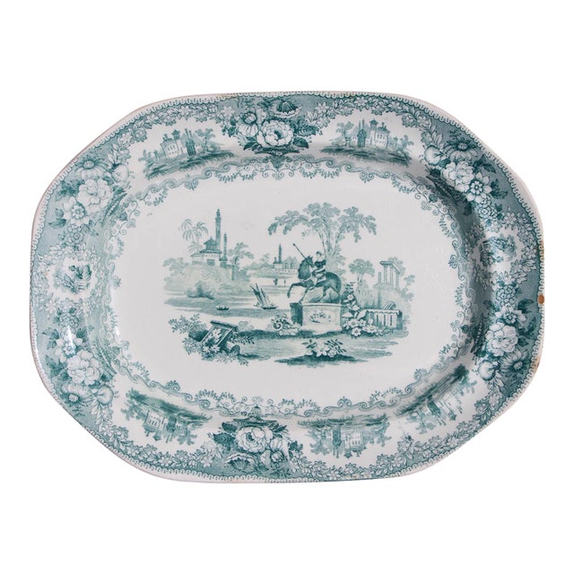 Antique "Wood & Brownfield Grecian Statue" Staffordshire Transferware Platter For Sale