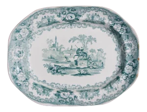 Antique "Wood & Brownfield Grecian Statue" Staffordshire Transferware Platter