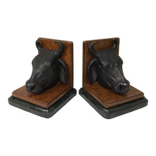 Vintage Maitland Smith Bull Bookends - a Pair For Sale