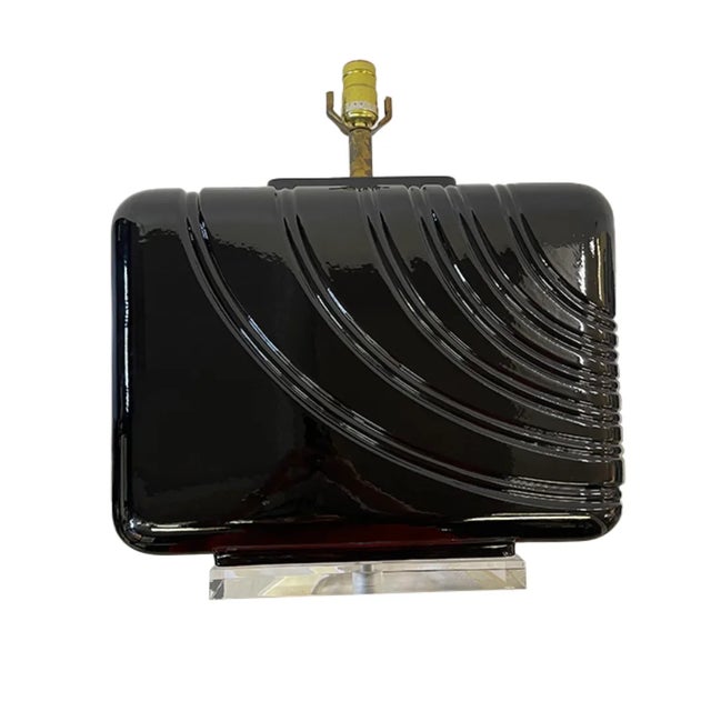 Vintage 1980s Black Ceramic Lamps- a Pair For Sale In New Orleans - Image 6 of 10