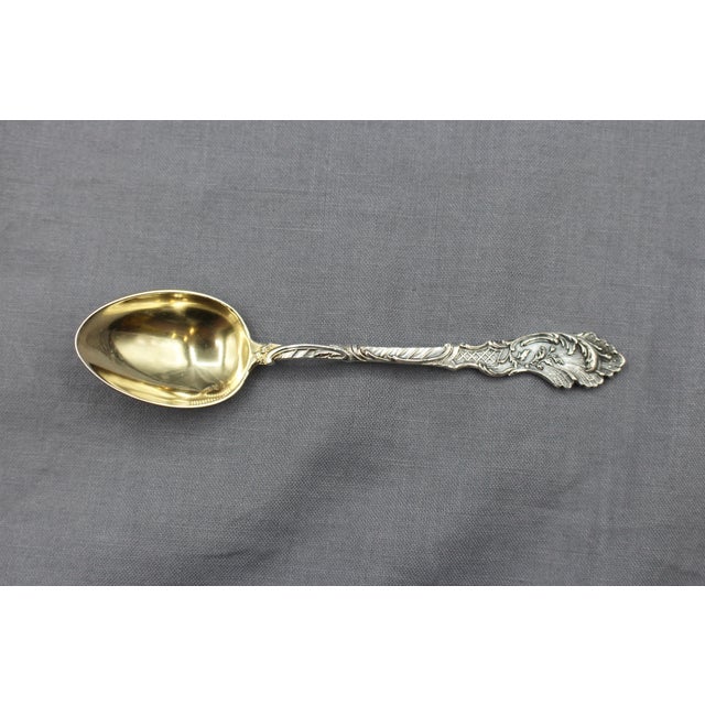 Circa 1890 set of 11 German silver & gilt demitasse spoons. 800 standard silver. Art Nouveau period & design, double...