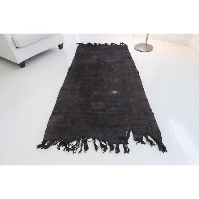 Black Vintage Black Turkish Hemp Kilim For Sale - Image 8 of 10