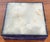 Vintage Lapis Lazuli Semi Precious Stone Box With Hinged Lid White Marble or Alabaster Interior. For Sale - Image 4 of 8