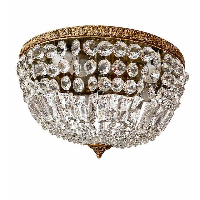 Empire Ceiling Lamp in Crystal and Gilded Bronze, 1980s For Sale - Image 6 of 9