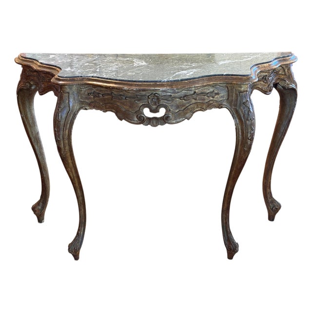 19th Century French Giltwood Console With Marble Top For Sale