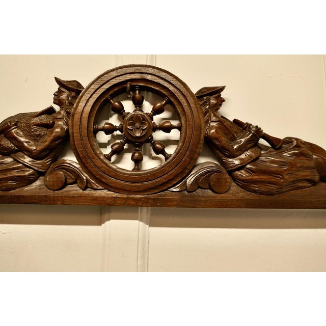 Bretton Style Carved Oak Decorative Pediment, 1880s For Sale - Image 3 of 7