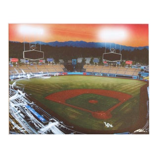 Dodger Stadium Almost Gametime 2 - Original Los Angeles Stadium Mixed Media Photography and Acrylic Artwork on Paper by Pete Kasprzak For Sale