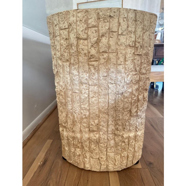 Vintage Postmodern Stone Like Dining Table With Tempered Glass Top and Sculptural Base For Sale - Image 9 of 9