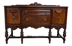 Antique Art Deco or Jacobean Revival Style Sideboard Buffet Server Console