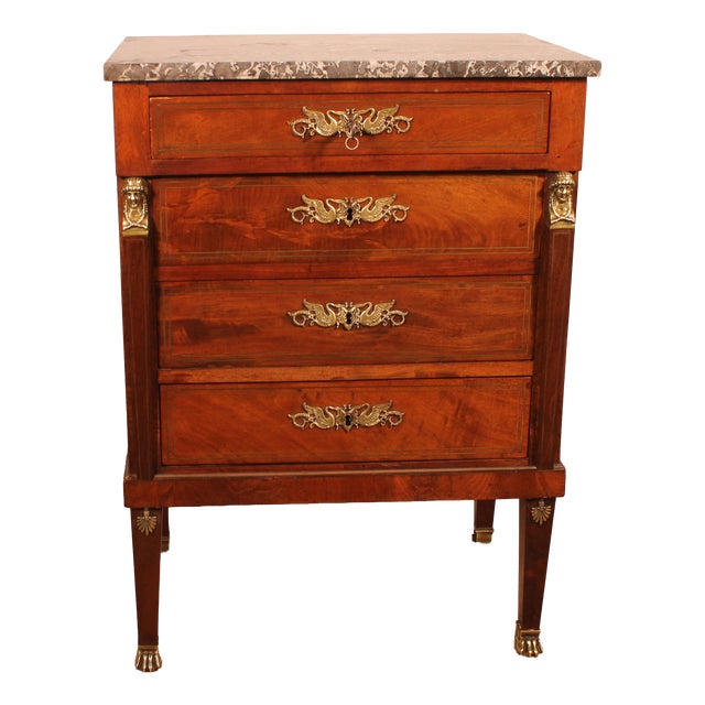Small Empire Style Commode in Mahogany For Sale