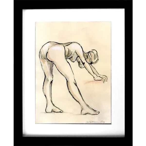 Gallery Figure Sketches on Tea Stained Paper - Set of 3 Original Tasteful Nudes For Sale In Seattle - Image 6 of 11