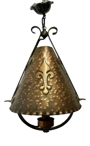 French Arts and Crafts Gothic Copper Lantern, 1890s