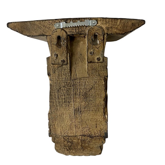 Vintage Hand Carved Wood Wall Corbel Display Shelf For Sale - Image 4 of 6