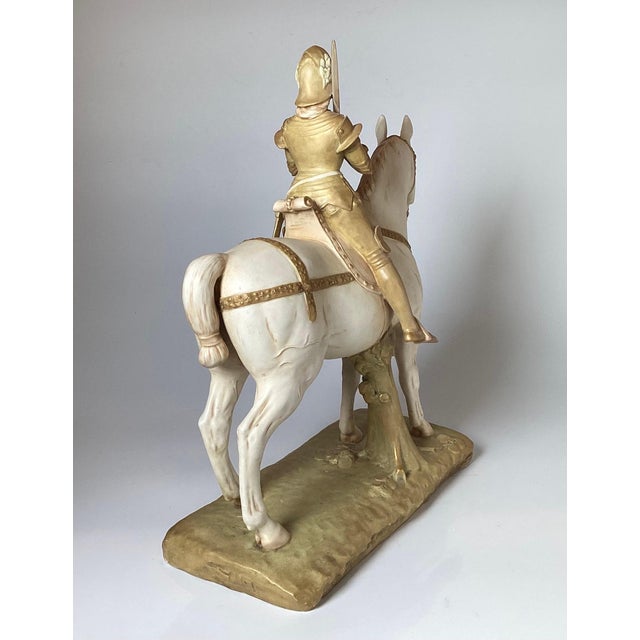 Ceramic Hand Painted Porcelain Figure of Joan of Arc Riding a Horse For Sale - Image 7 of 11