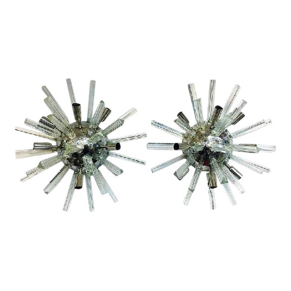 Italian Glass Radiating Pendant Sputnk Sconces - A Pair For Sale