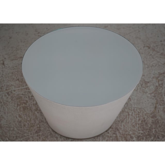 Modern Studio a Modern Textured Canvas Mirror Top Pedestal For Sale - Image 3 of 10
