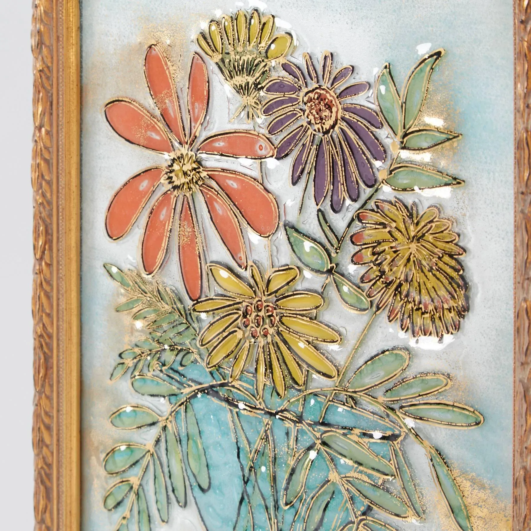 Modern Framed Fused Glass Wall Art by Higgins Studio, Signed