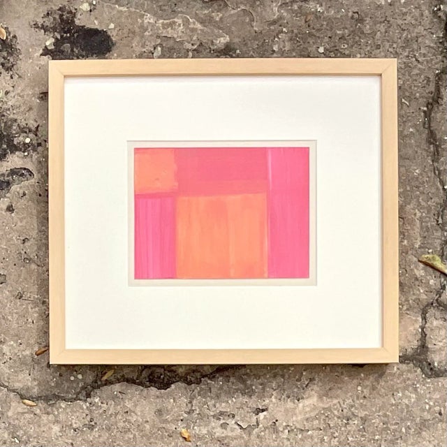 Vintage Boho Signed Mixed Media Oil Painting For Sale - Image 4 of 4