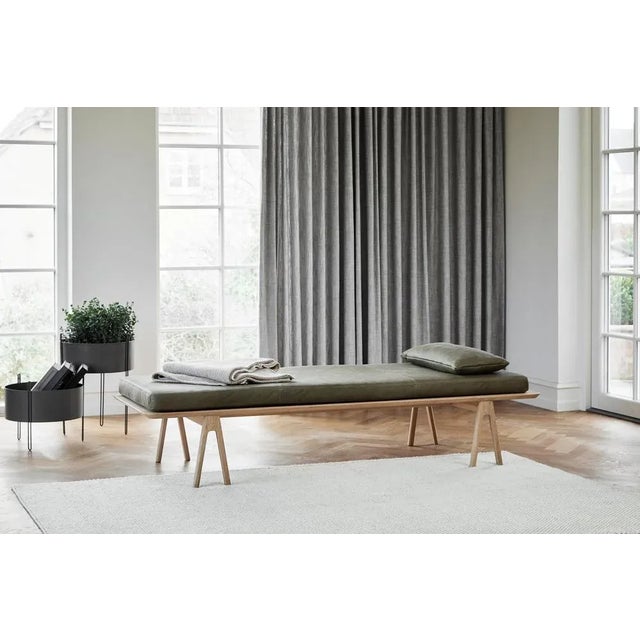 Set of Moss Green Oak Level Daybed with Pillow by MSDS Studio For Sale - Image 6 of 11