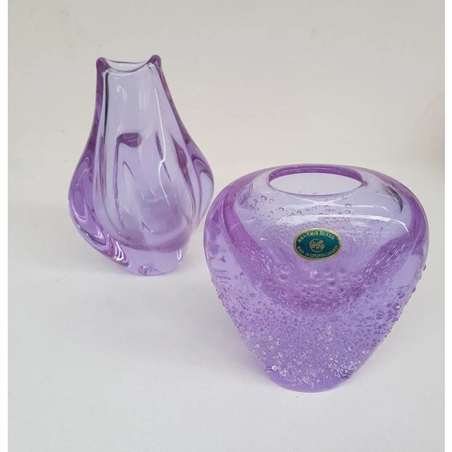 Bohemian Glass Vases by Miroslav Klinger, 1960s, Set of 2, in Very Good conditions. Designed 1960 to 1969 This piece has...