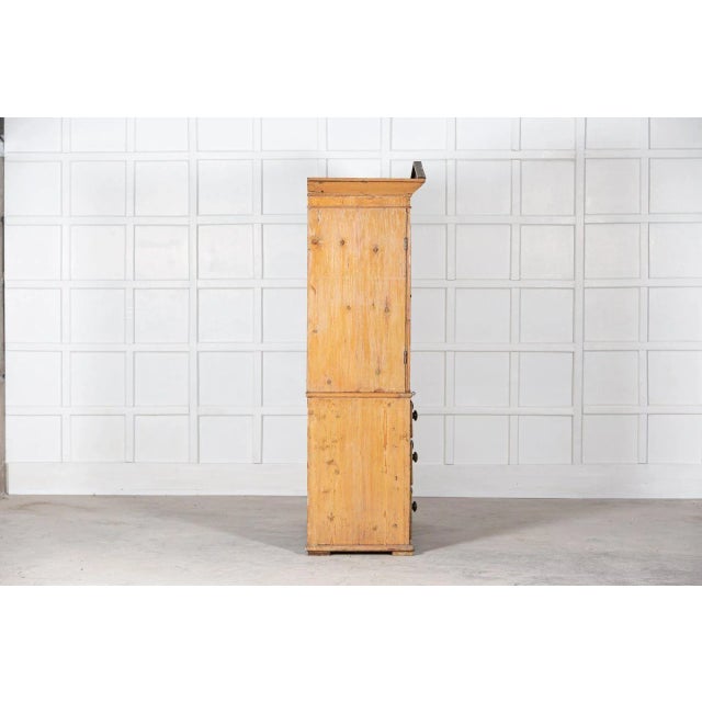 Pedimented English Pine Linen Press, 1870s For Sale - Image 8 of 13