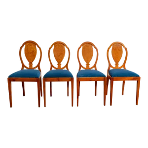 Vintage Swedish Golden Burl Birch Dining Chairs, Set of Four