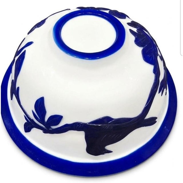 Late 19th Century Antique Peking Glass Bowl With Flowers and Bird Motifs For Sale - Image 5 of 7