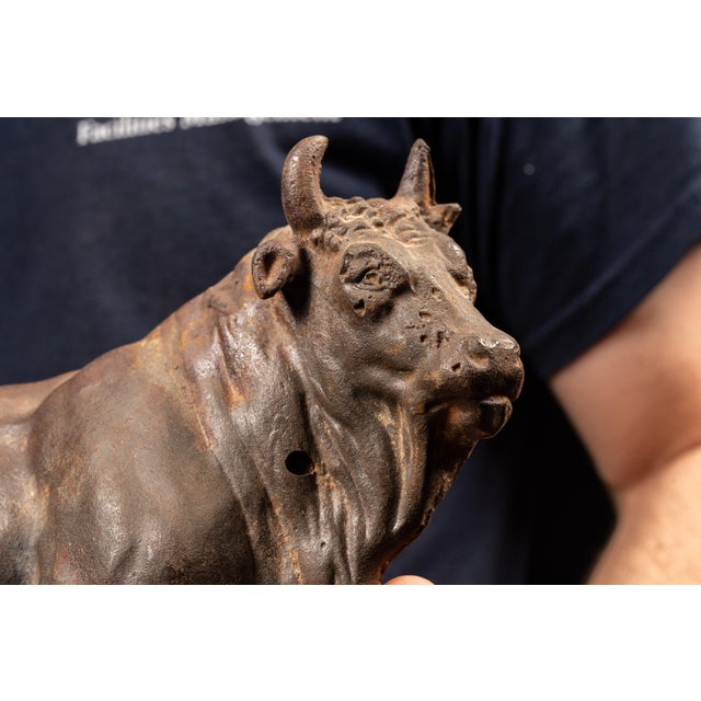 Industrial Early 20th Century Cast Iron Butcher Shop Bull Finial For Sale - Image 3 of 6