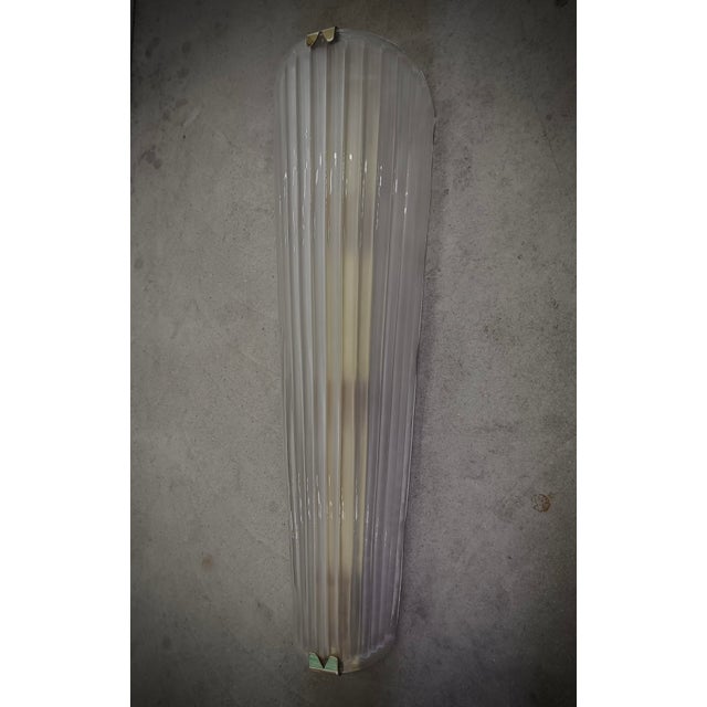 Metal Murano Art Glass Sand Blasted Color and Brass Wall Light For Sale - Image 7 of 9